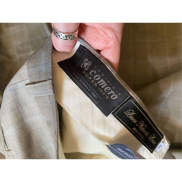 Lanificio Comero Gray Blue Plaid Italian Wool Linea Naturale Pants, Men's Sz 38 - Picture 12 of 14
